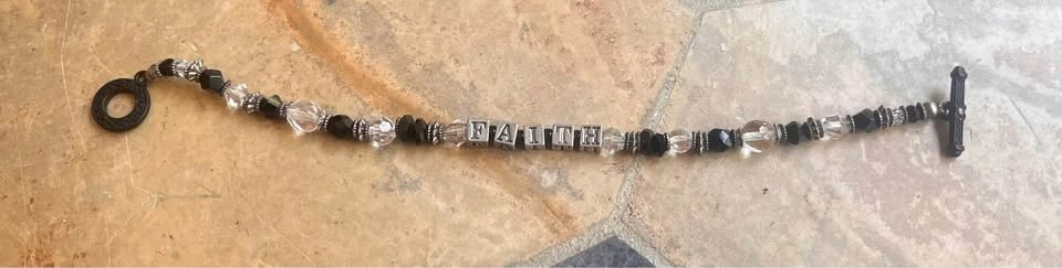 FAITH Beaded Bracelet - Black & Crystal Inspirational Bracelet - photo 4