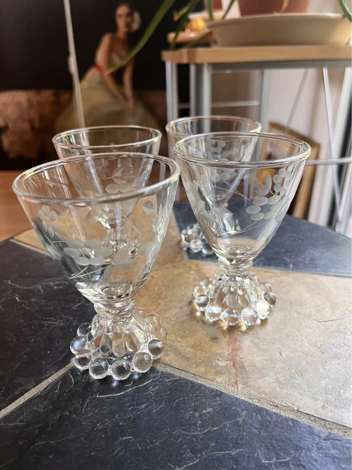 Set of 4 Vintage Anchor Hocking Boopie Etched Glasses - photo 2
