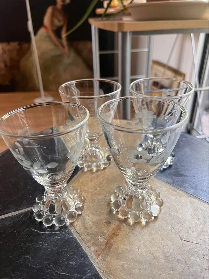 Set of 4 Vintage Anchor Hocking Boopie Etched Glasses - photo 3