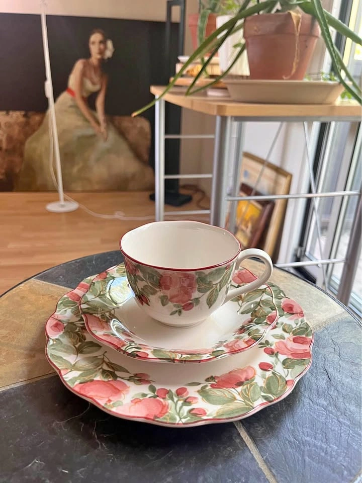 🌹 Nikko Tableware Japan — Rose Floral Tea Trio Set