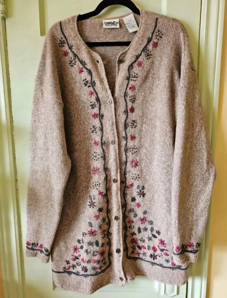 XL 90s floral embroidered Northern Reflections vintage cardigan - photo 2