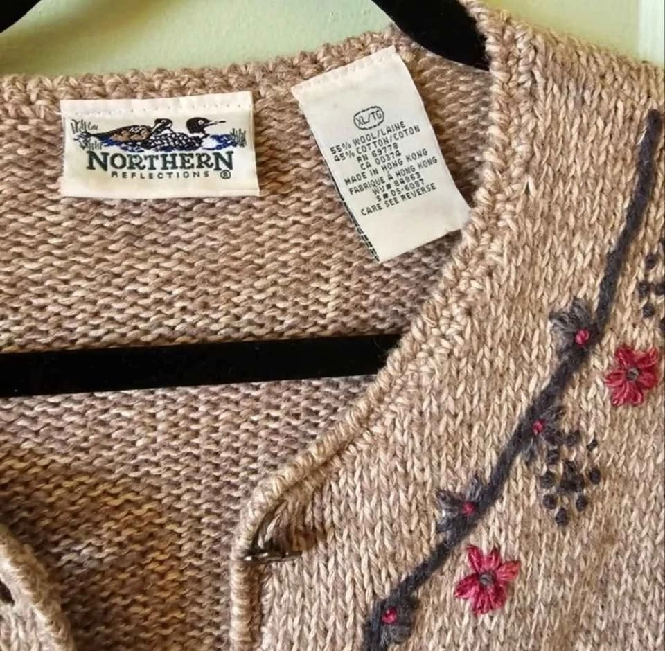 XL 90s floral embroidered Northern Reflections vintage cardigan - photo 5