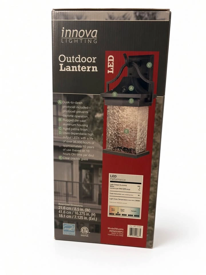 2x Innova LED Outdoor Wall Lanterns – Dusk to Dawn – New in Box - photo 2