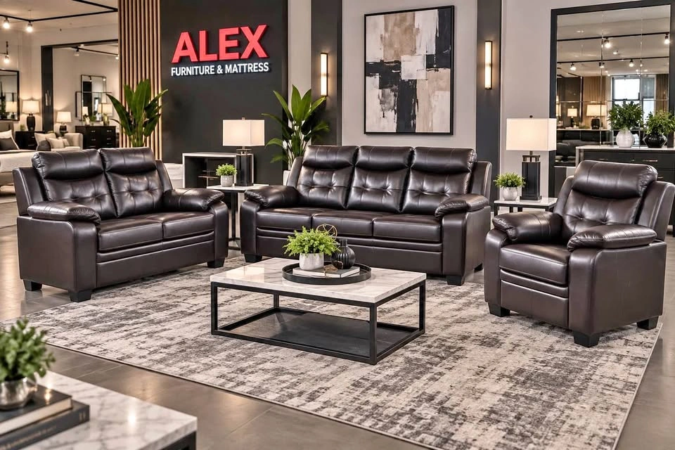Alex Furniture 3-Piece Leather Living Room Set