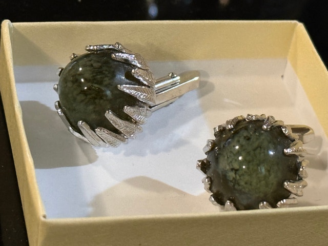 Cufflinks with Stone Inlay