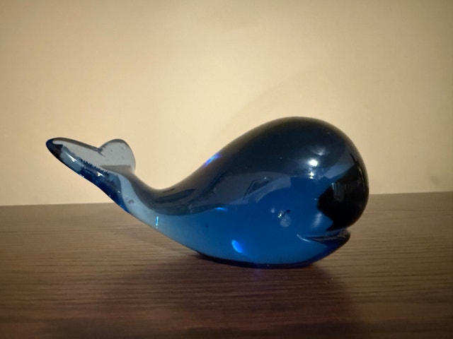 Blue Glass Whale Figurine