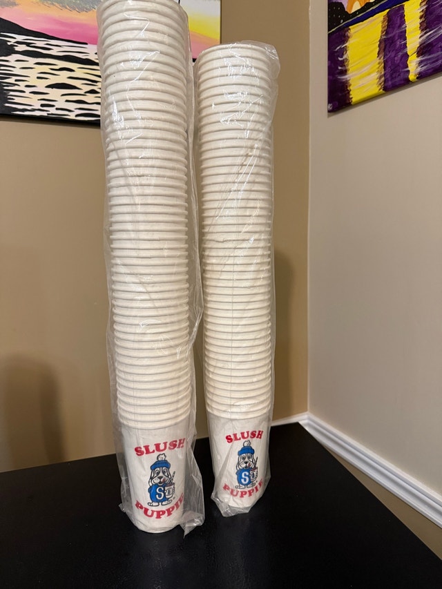 Slush Puppie and Molson Indy Paper Cups