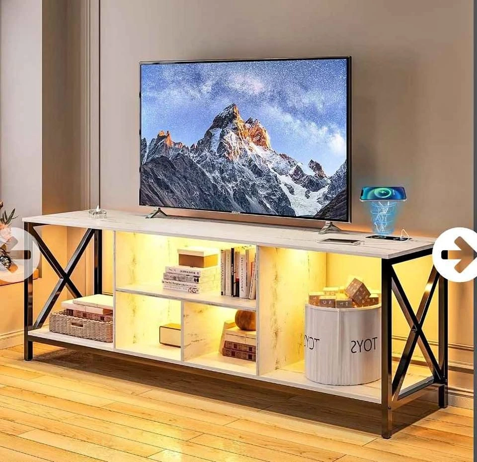 HNEBC TV Stand For 75 Inch TV With LED Lights