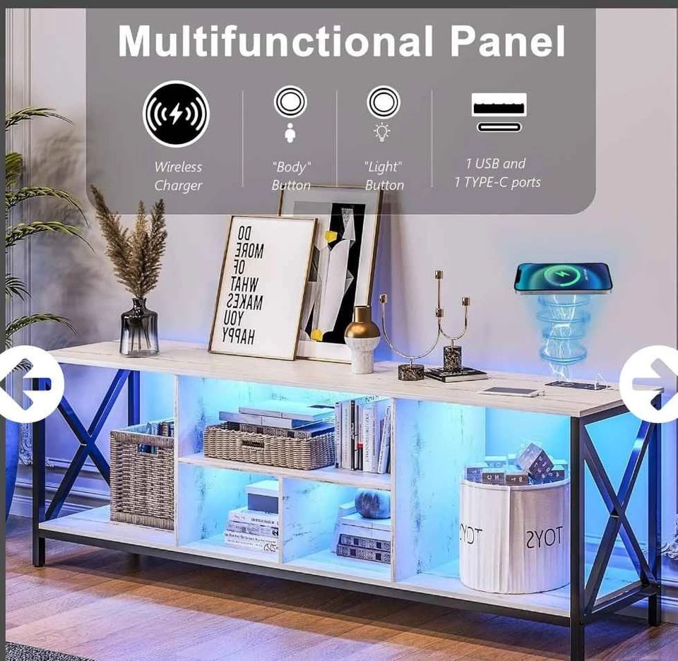 HNEBC TV Stand For 75 Inch TV With LED Lights - photo 2