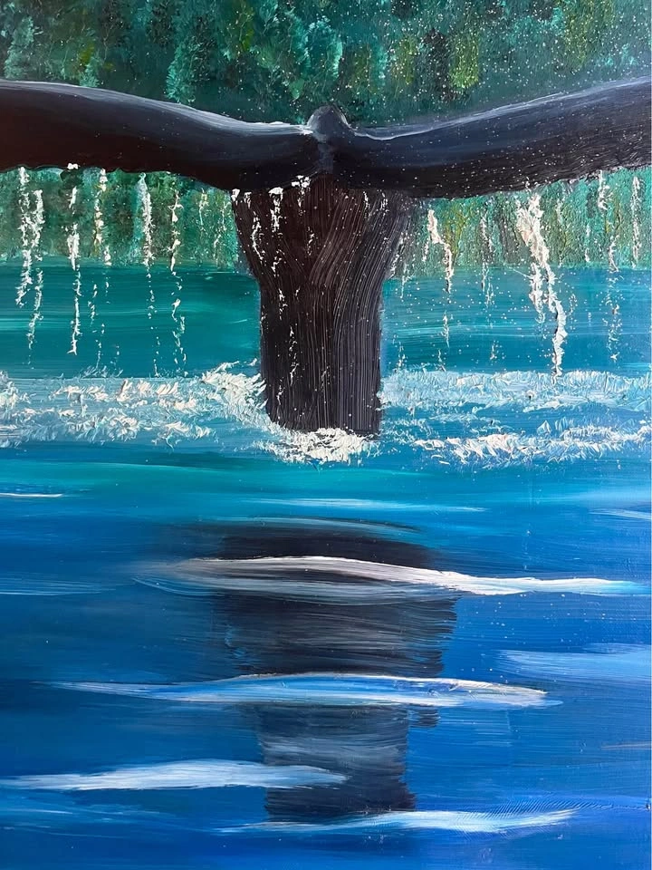 Original Oil Painting, Humpback Whale Tail, 36" x 25", '87 - photo 5