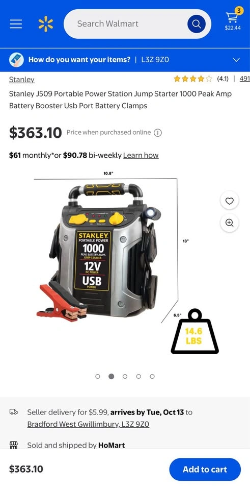 Stanley J509 Portable Power Station 1000 Peak Amp Jump Starter - photo 4
