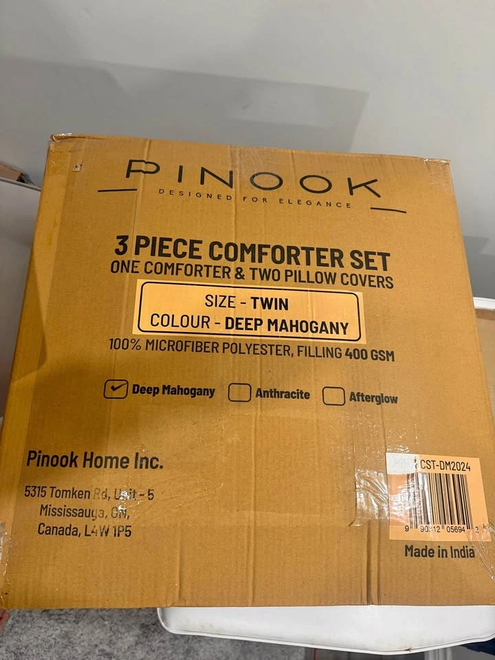 Pinook Twin 3 Piece Comforter Set - Deep Mahogany