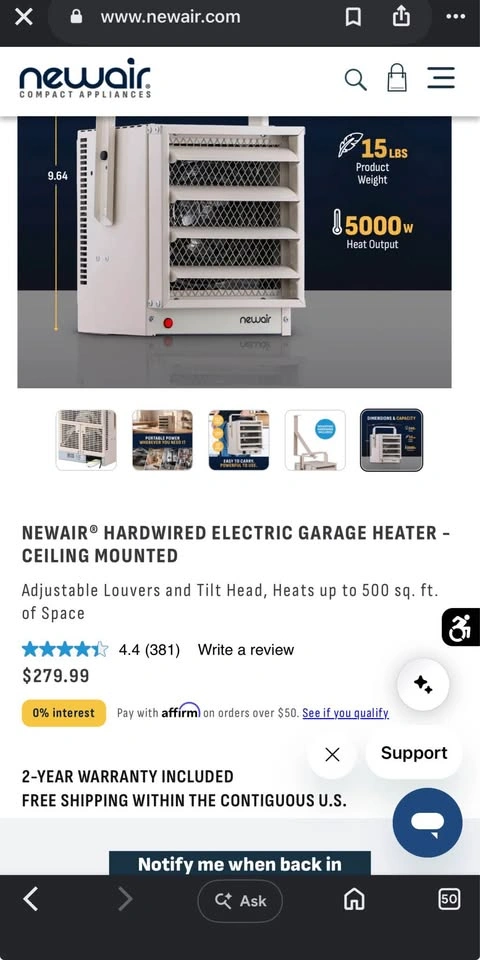 Newair 5000W Portable Garage Heater (NEW) - photo 4