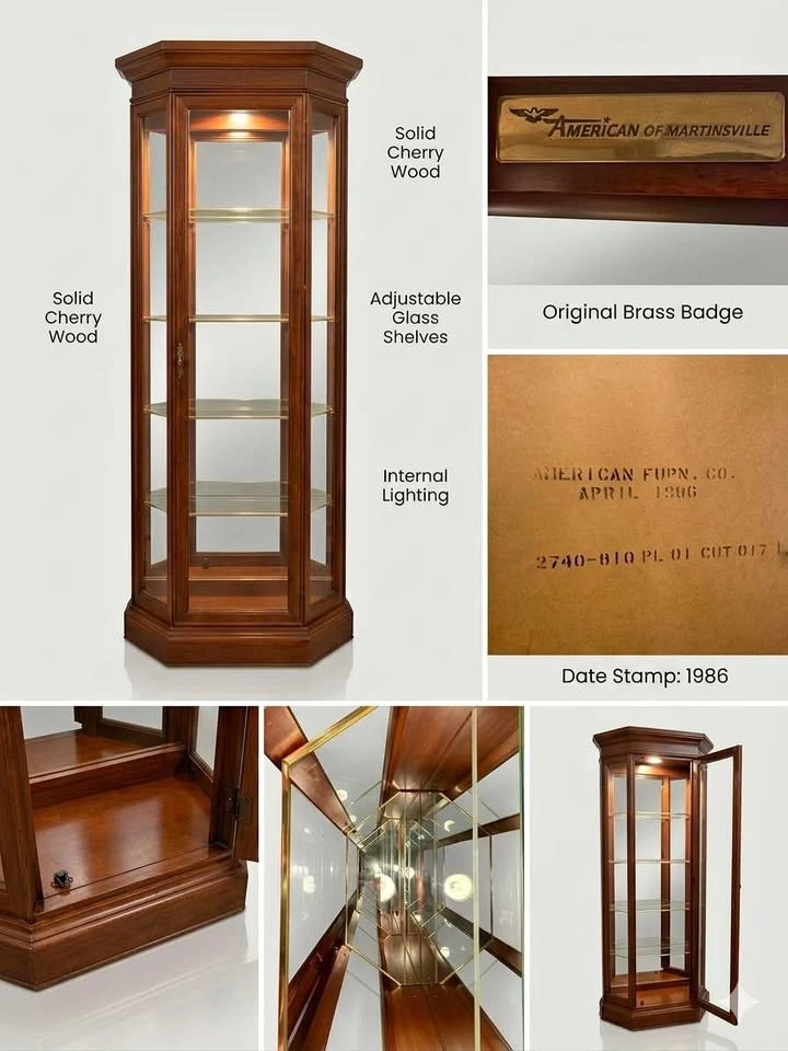 American of Martinsville Vintage Curio Cabinet – Lighted – 1986