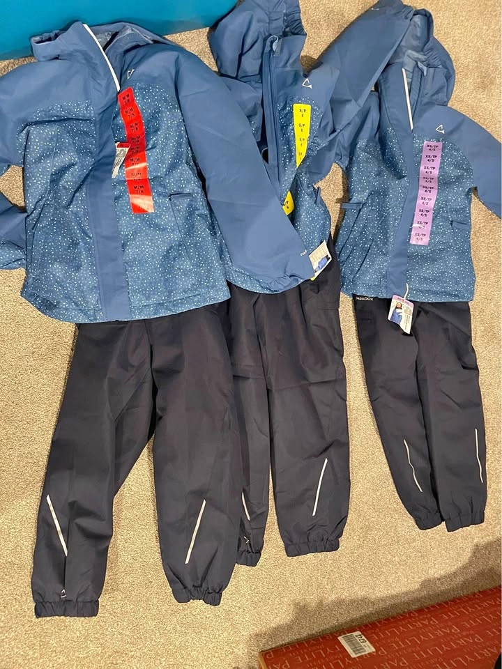 $20 each - NEW size 4/5, 6, 7/8 Paradox raincoat with splashpant