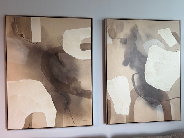 Set of 2 Large Abstract Canvas Wall Art