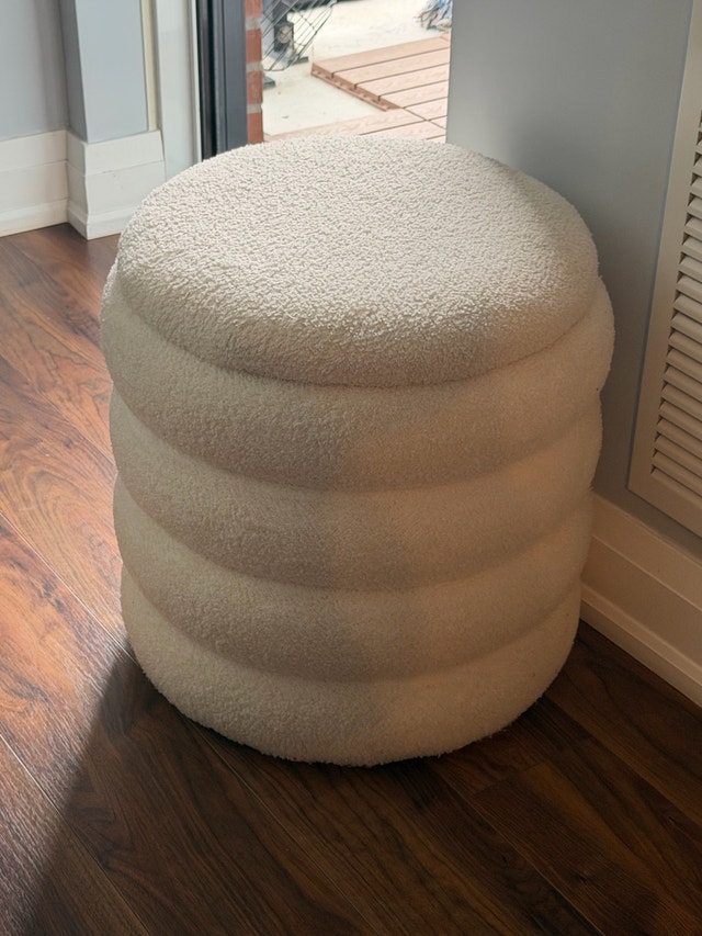 Cream Bouclé Ottoman