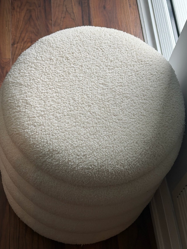 Cream Bouclé Ottoman - photo 4