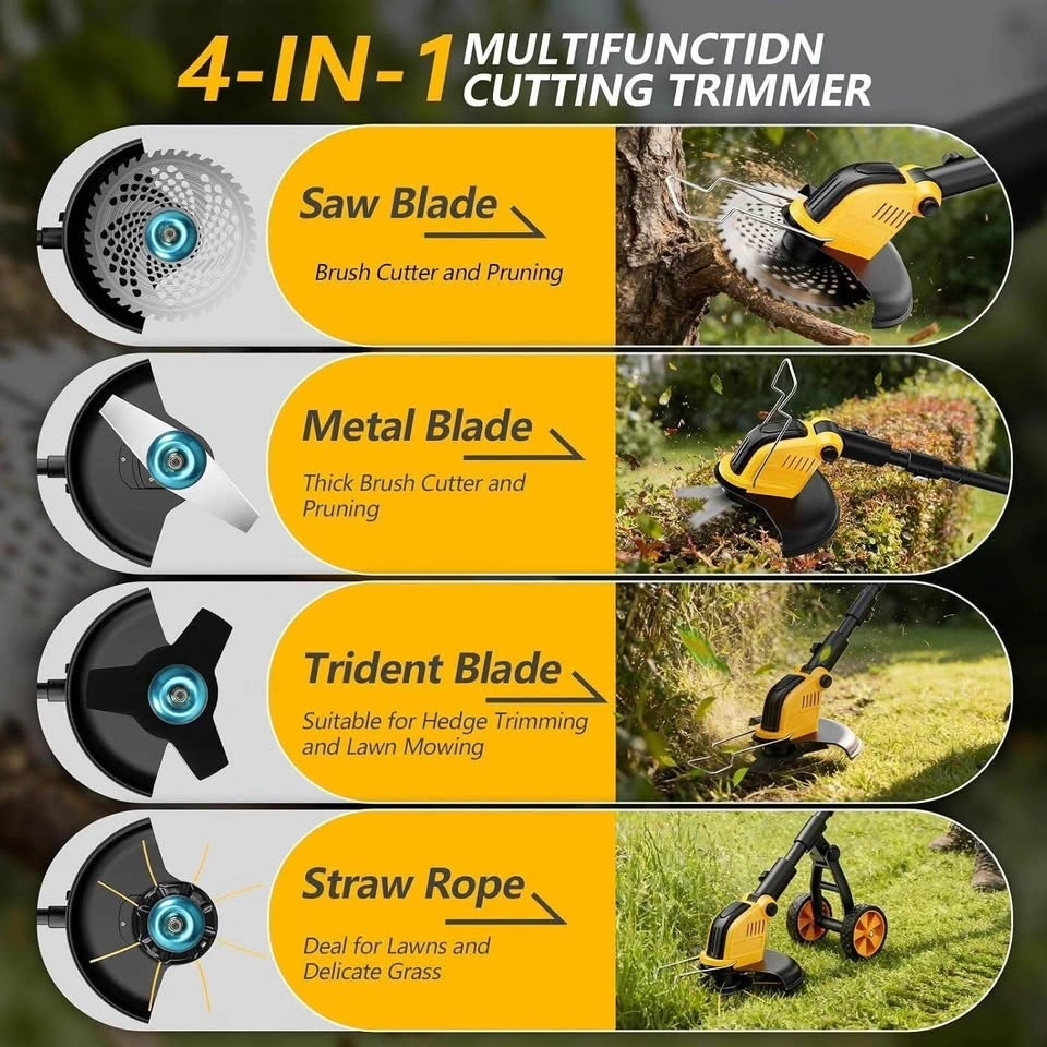 12" Brushless Cordless Weed Wacker w/ Wheels – 800W, 6000mAh - photo 3