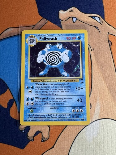 2000 Poliwrath Base Set 2 15/130 Unlimited Holo Rare LP - photo 4