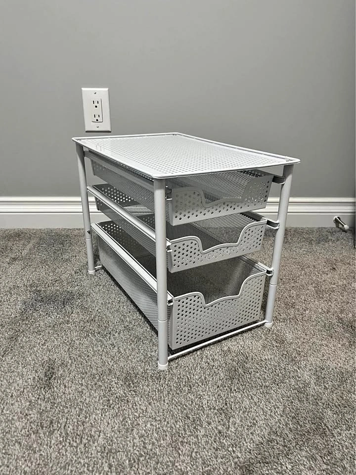 White Metal 3 Drawer Storage Unit