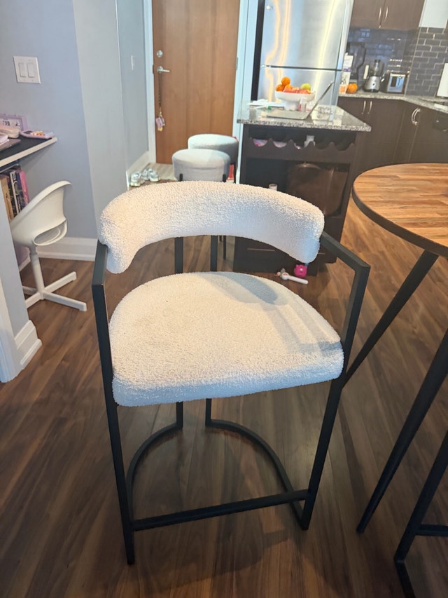 Set of 2 White Bouclé Counter Chair - photo 2