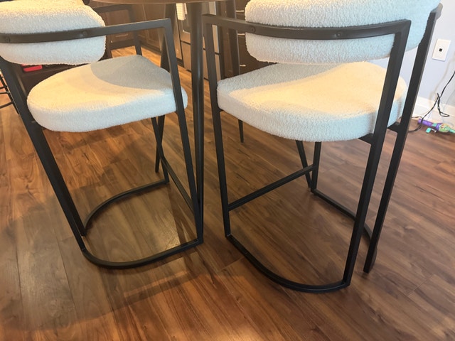 Set of 2 White Bouclé Counter Chair - photo 3
