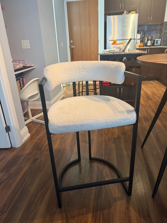 Set of 2 White Bouclé Counter Chair - photo 4