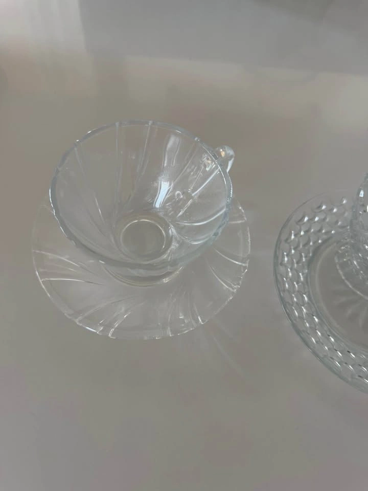 Clear Glass Tea Cup with Saucer - photo 2