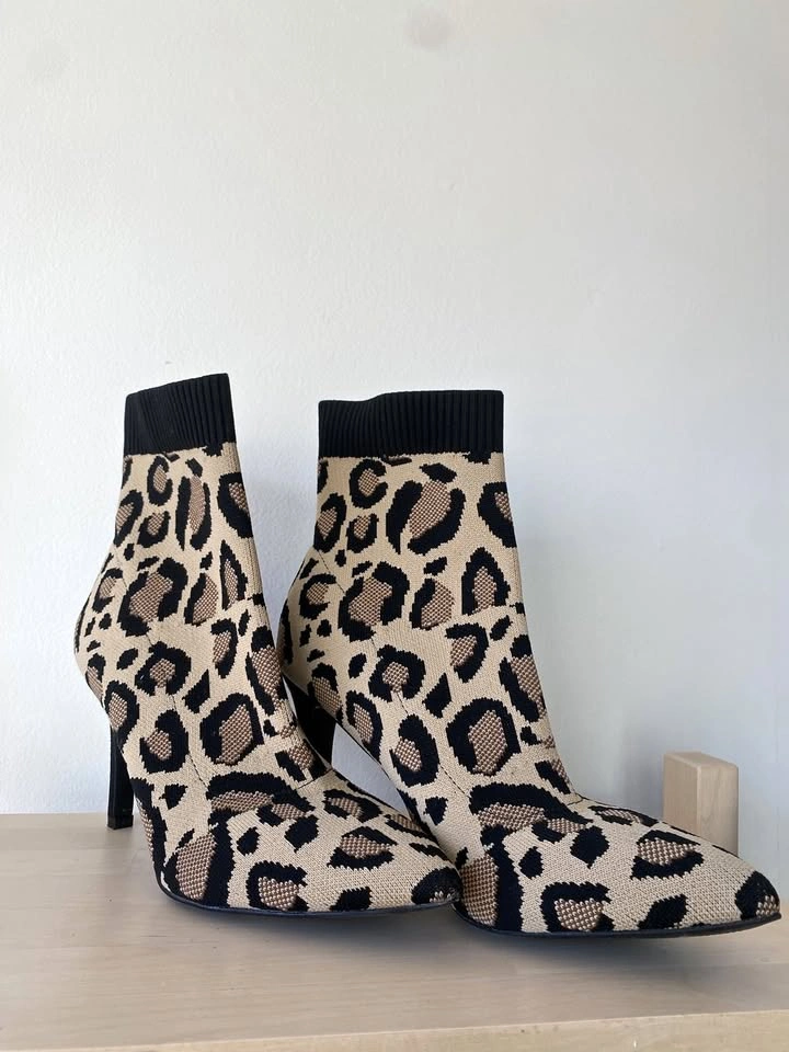 MIA Minerva Leopard Print Sock Booties - Size 9