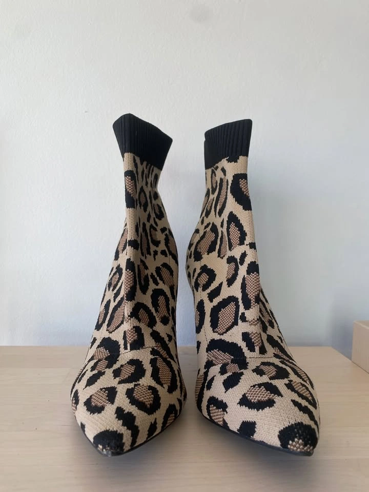 MIA Minerva Leopard Print Sock Booties - Size 9 - photo 2