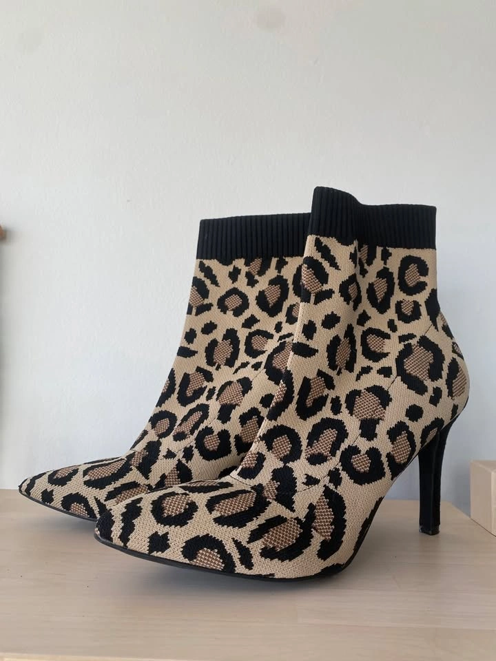 MIA Minerva Leopard Print Sock Booties - Size 9 - photo 3