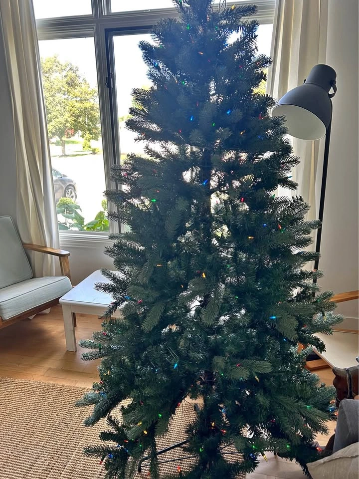 6.5 ft Pre-Lit Artificial Christmas Tree with Multi-Color Lights