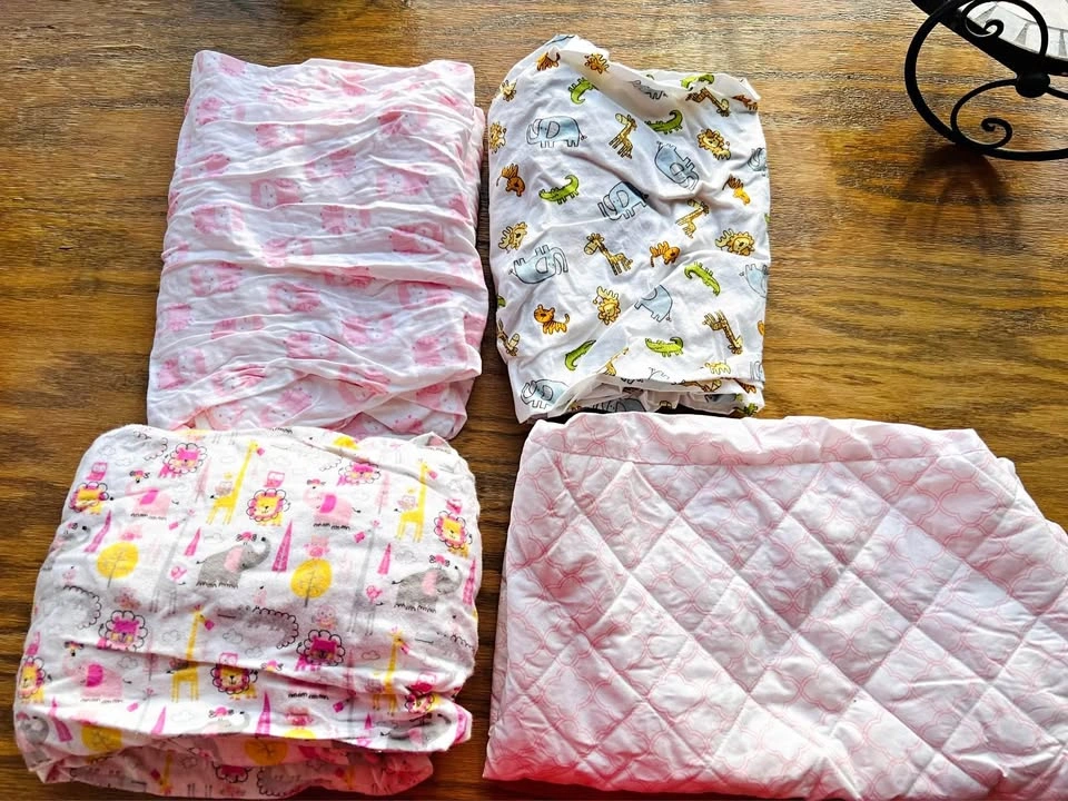 3 Fitted Crib Sheets and 1 Changing Pad Cover