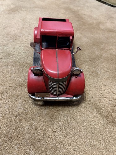 Vintage Style Red Metal Pickup Truck Model Decor Collectible - photo 2