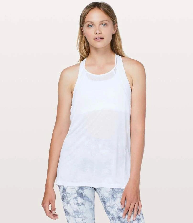 Lululemon White High Neck Halter Mesh Tank Top - Size 6
