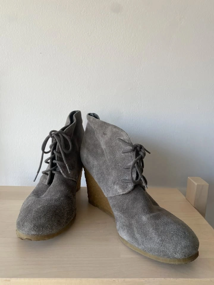 Genuine Suede Wedge Ankle Booties – Grey – Size 8 - photo 2