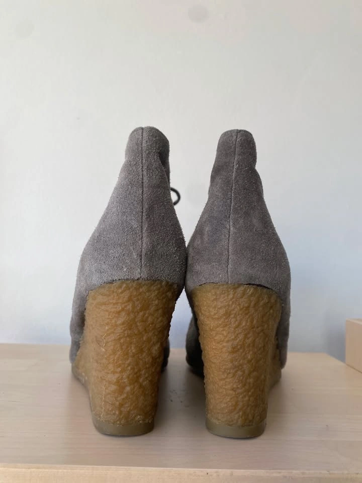Genuine Suede Wedge Ankle Booties – Grey – Size 8 - photo 5