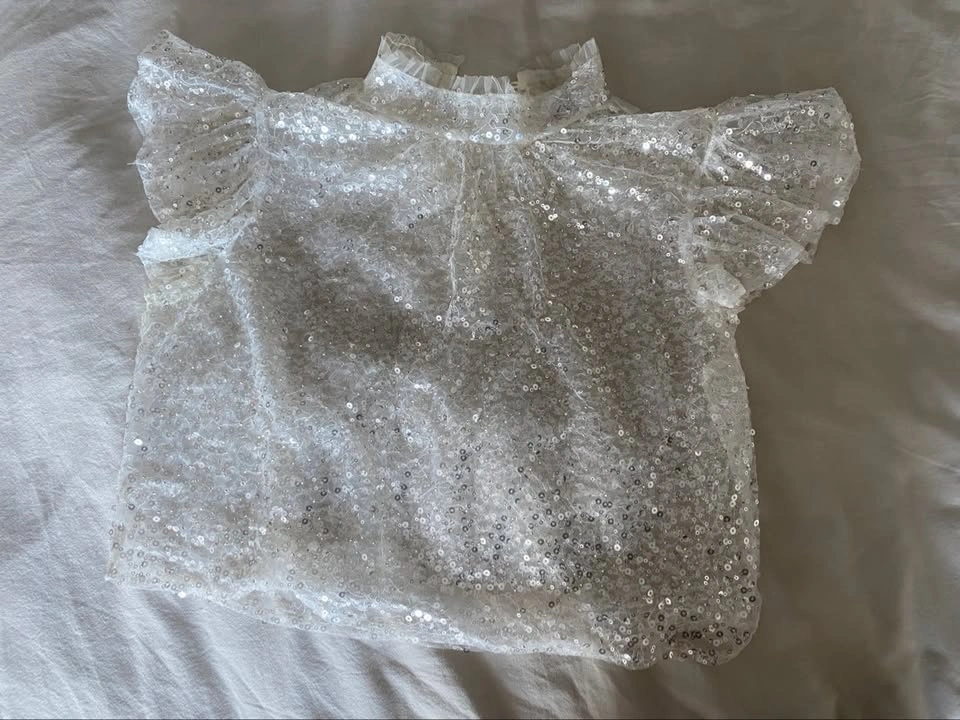 Zara White Sequin Mesh Top – Size S - photo 4