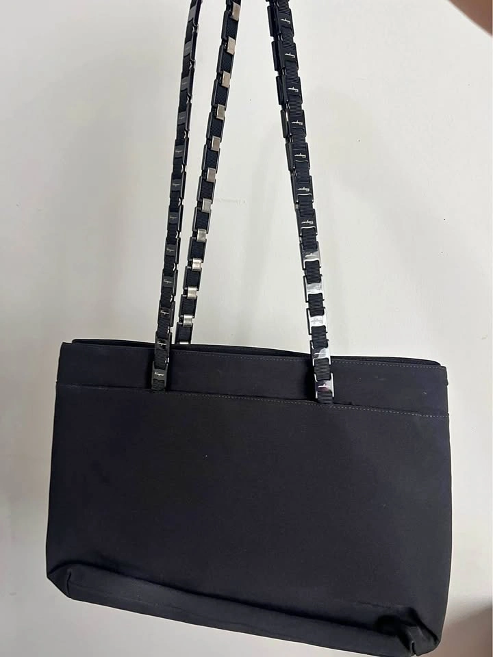Salvatore Ferragamo Vintage Black Nylon Tote Bag AU-21 8803