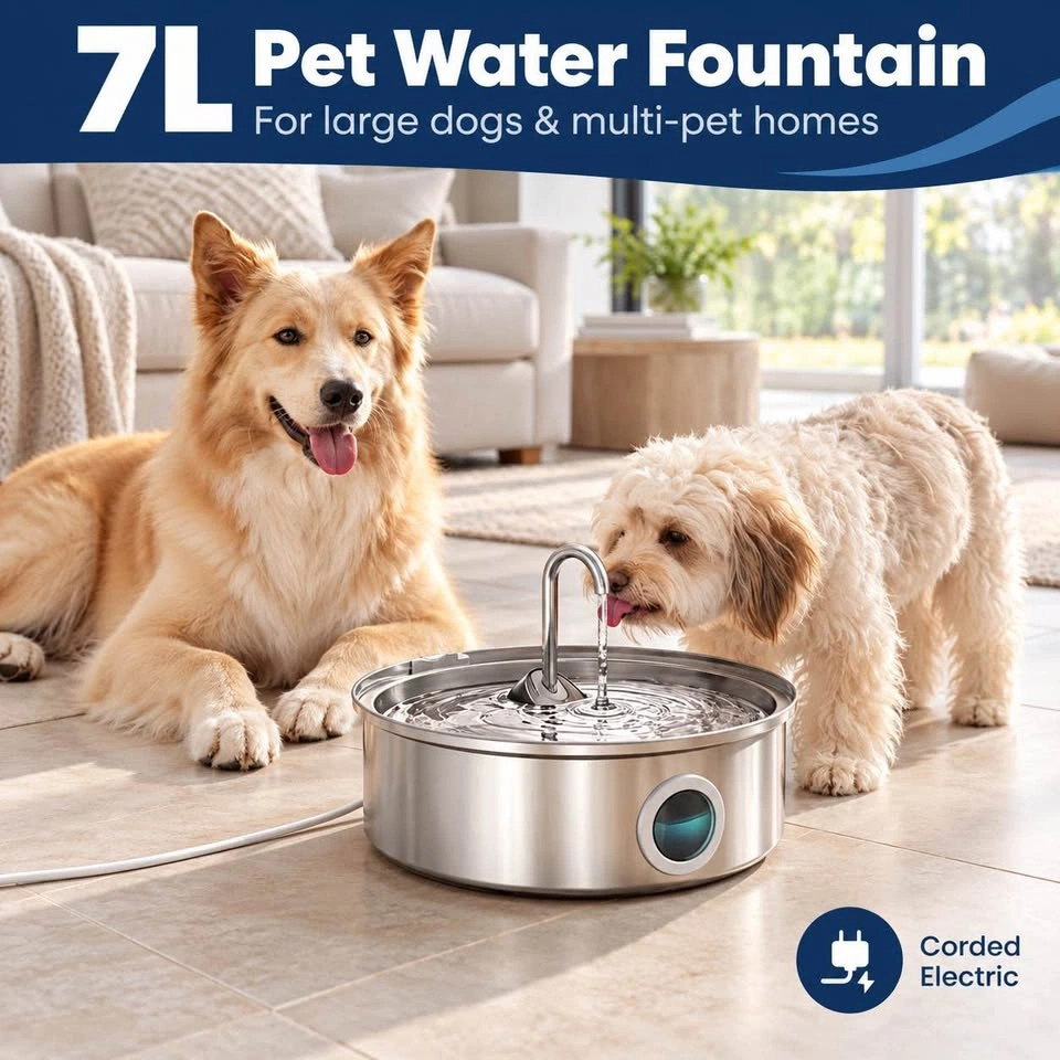 Brand New oneisall 7L Stainless Steel Pet Water Fountain - photo 2