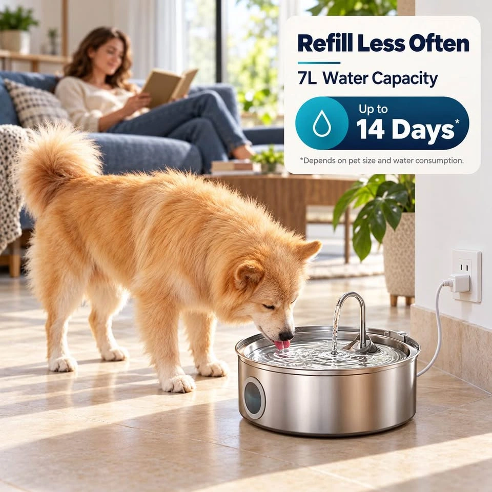 Brand New oneisall 7L Stainless Steel Pet Water Fountain - photo 3