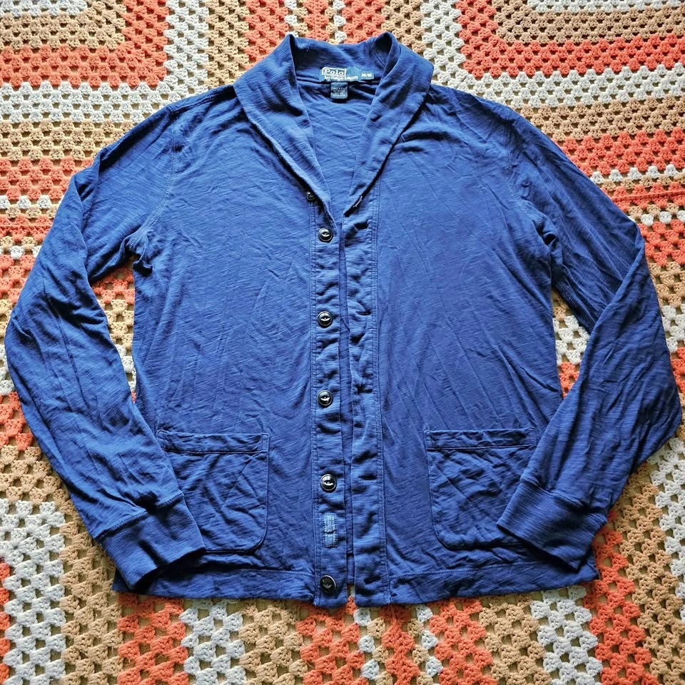 Mens 90s Polo Ralph Lauren Pima Cotton Shawl Collar Cardigan