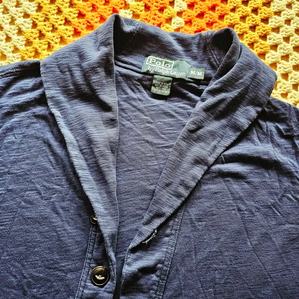 Mens 90s Polo Ralph Lauren Pima Cotton Shawl Collar Cardigan - photo 3