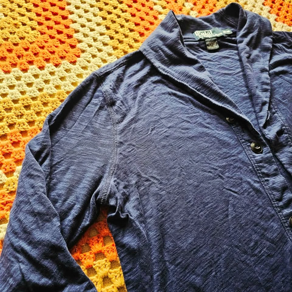 Mens 90s Polo Ralph Lauren Pima Cotton Shawl Collar Cardigan - photo 4