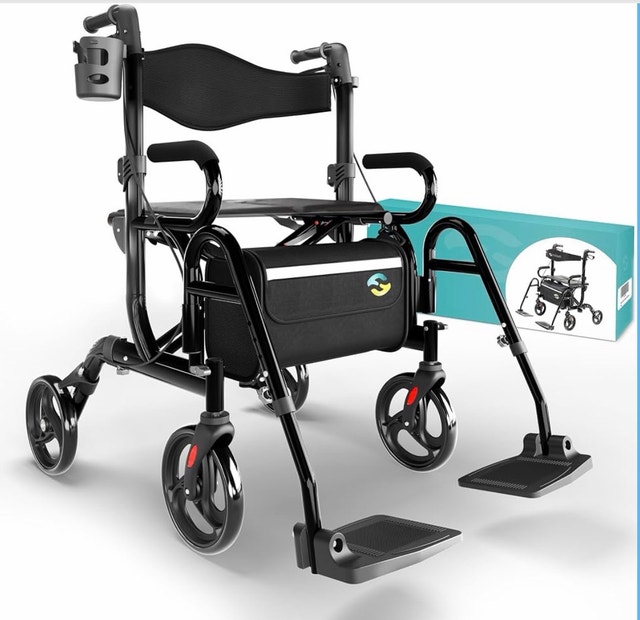 Helavo H1070 2-in-1 Rollator & Transport Chair – New/Open Box - photo 2