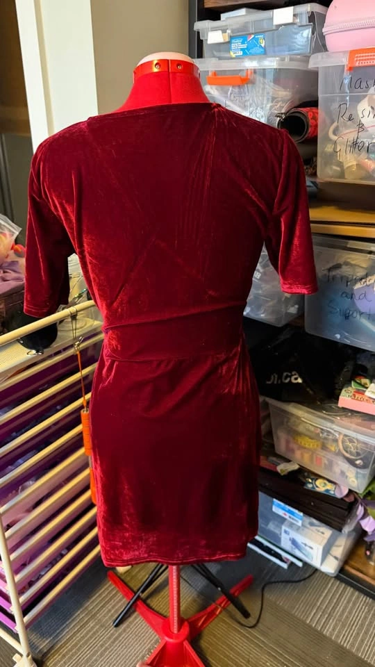Red velvet dress- Medium - photo 2