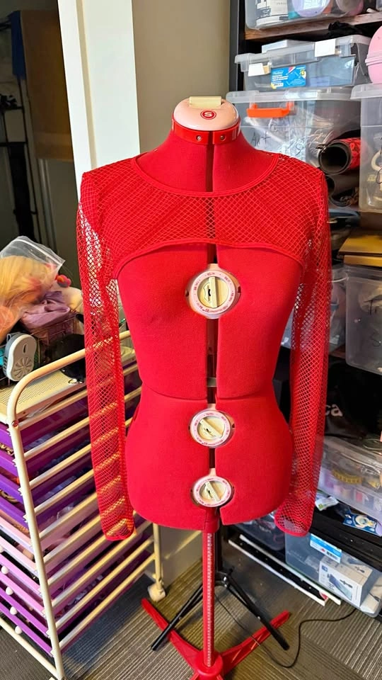Red fishnet top - large