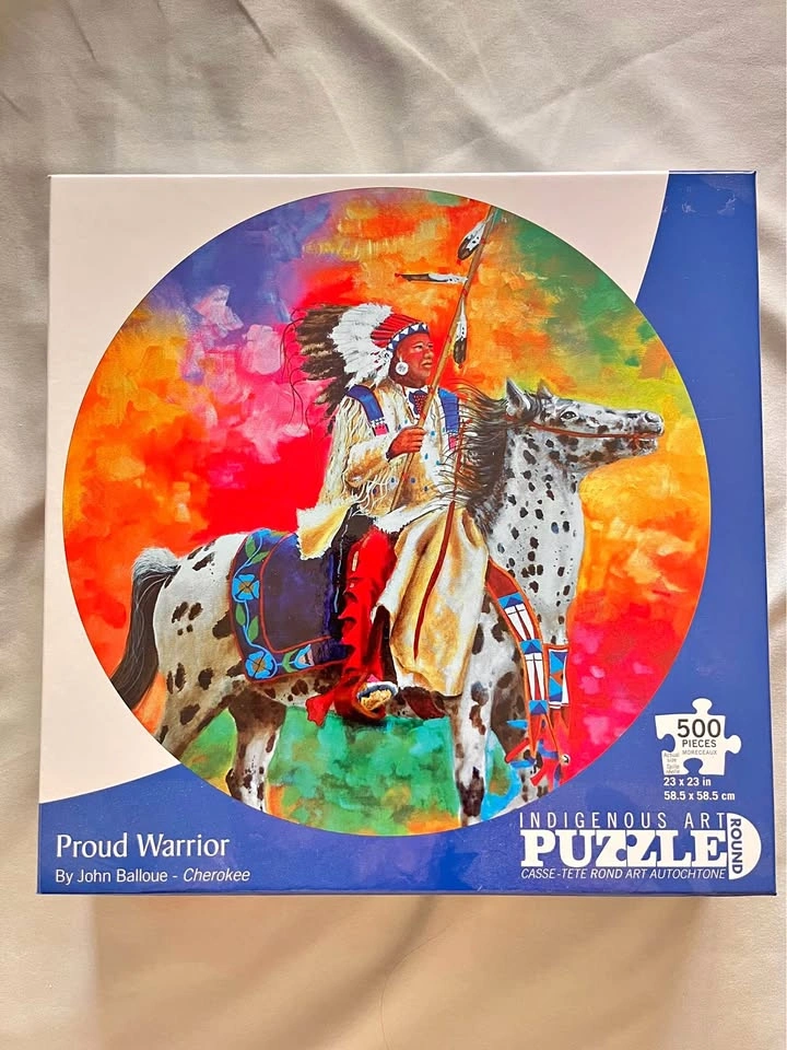 Proud Warrior Indigenous Art Round Puzzle, 500 Pieces (New, Unop