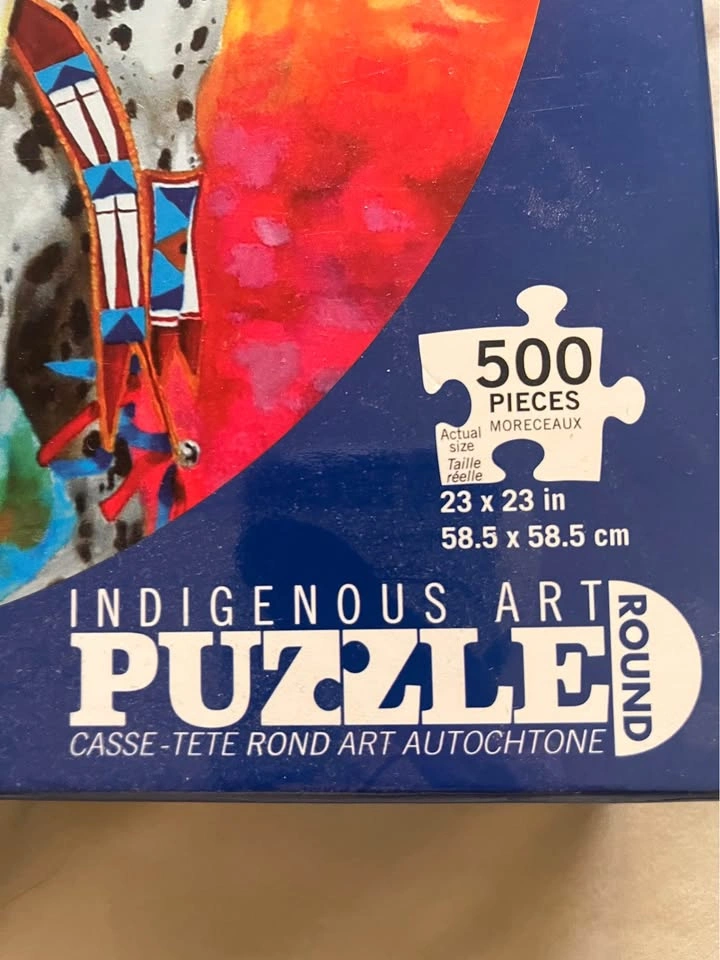 Proud Warrior Indigenous Art Round Puzzle, 500 Pieces (New, Unop - photo 3